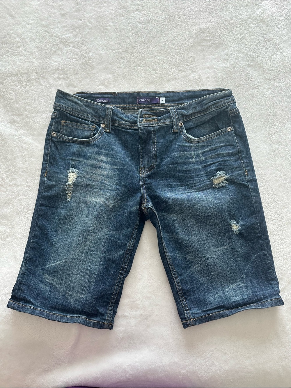 Vigoss Men's Distressed Denim Shorts - Blue